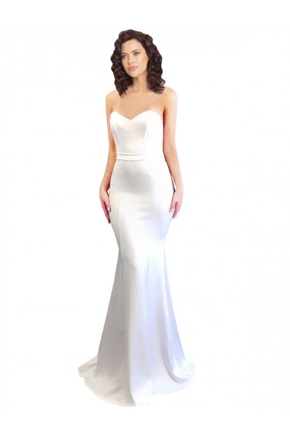 Sweetheart Strapless High Neck Long Crepe Formal Dress