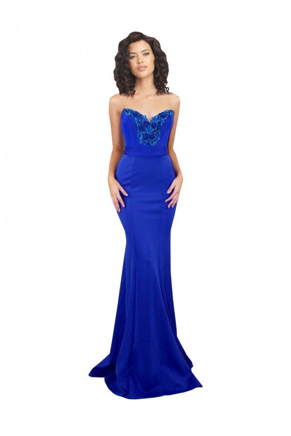 Sweetheart Flower Neckline High Neck Crepe Formal Dress