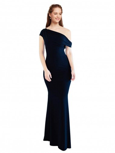 Shop Draped Off the Shoulder Fitted Crepe Formal Dress