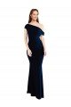 Draped Off the Shoulder Fitted Crepe Formal Dress