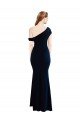 Draped Off the Shoulder Fitted Crepe Formal Dress