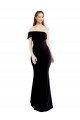 Asymmetrical Draped Off the Shoulder Banded Crepe Formal Dress