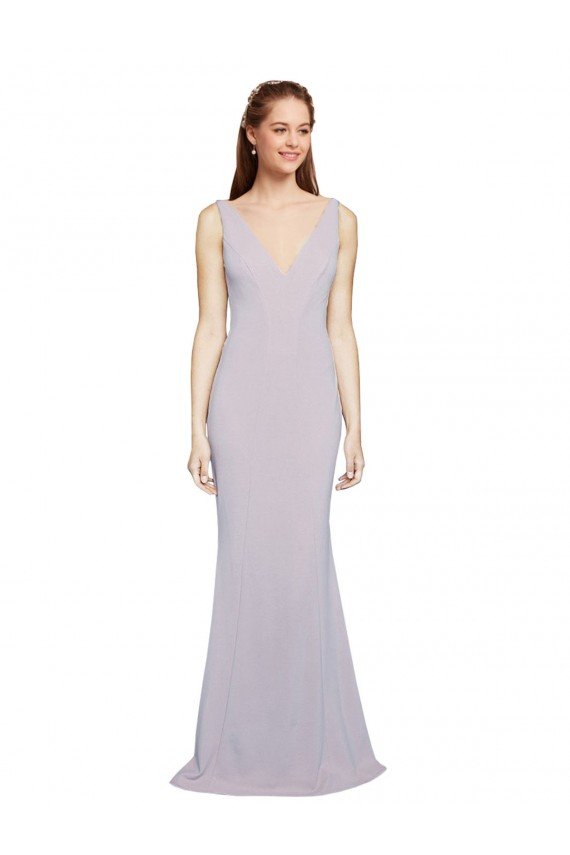 Cut-Out Back V-Neckline Mermaid Crepe Formal Dress Keyhole Back