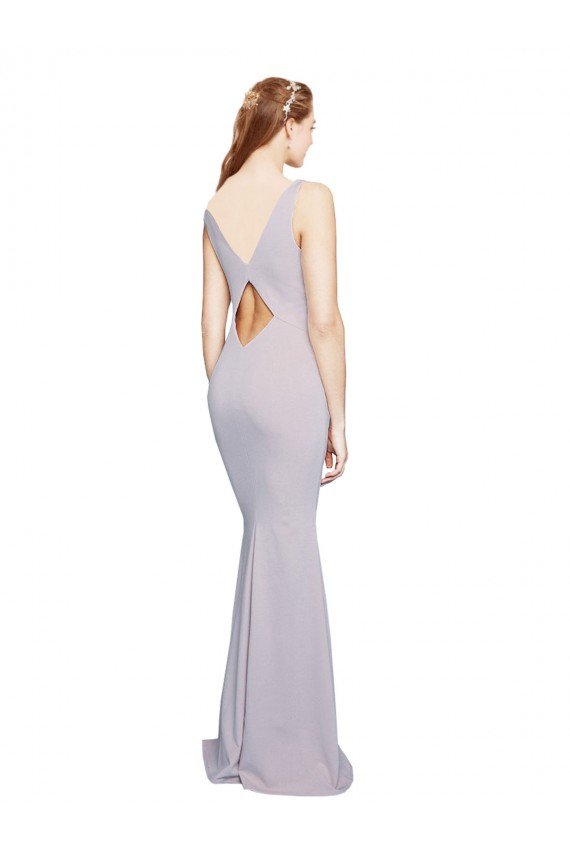 Cut-Out Back V-Neckline Mermaid Crepe Formal Dress Keyhole Back