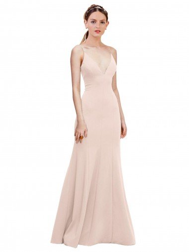 Shop Deep V-Neck and Back Long Crepe Formal Dress