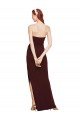 Twisted Strapless Keyhole Long Crepe Formal Dress with Slit