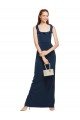 Scoop Neck with Ruffles Long Crepe Formal Dress with Back Slit