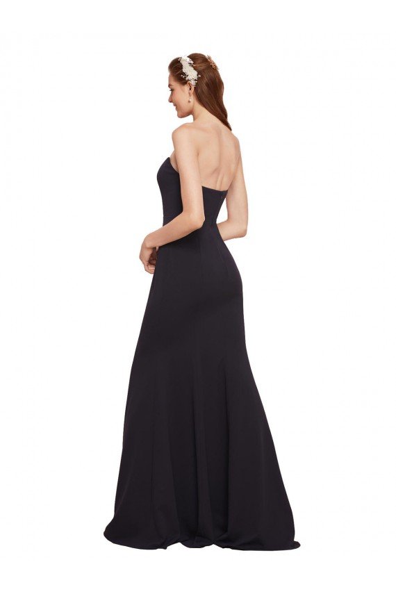 Strapless Bodycon Long Crepe Formal Dress with High Slit