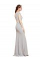 Fit and Flare Long Crepe Formal Dress with Tie Open Back