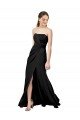 Strapless Fit and Flare Long Crepe Formal Dress with Knot and Slit