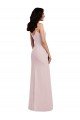 Spaghetti Strap V Back Crepe Formal Dress with Front Slit