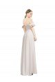 Double Ruffle Flounce Sleeves Crepe Formal Dress with Slit