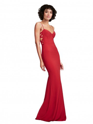 Shop Spaghetti Strap Slip Neckline Crepe Formal Dress