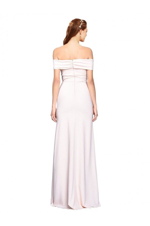 Criss Cross Off the Shoulder Crepe Formal Dress with Side Slit