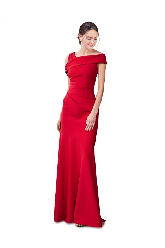 Sleeveless Ruched Crepe Mermaid Formal Dress with Off The Shoulder Detail