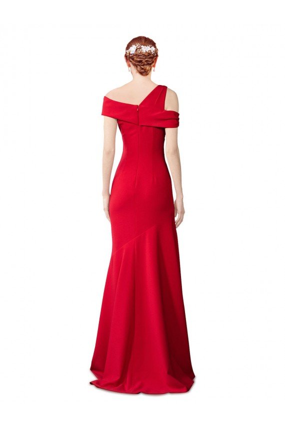 Sleeveless Ruched Crepe Mermaid Formal Dress with Off The Shoulder Detail