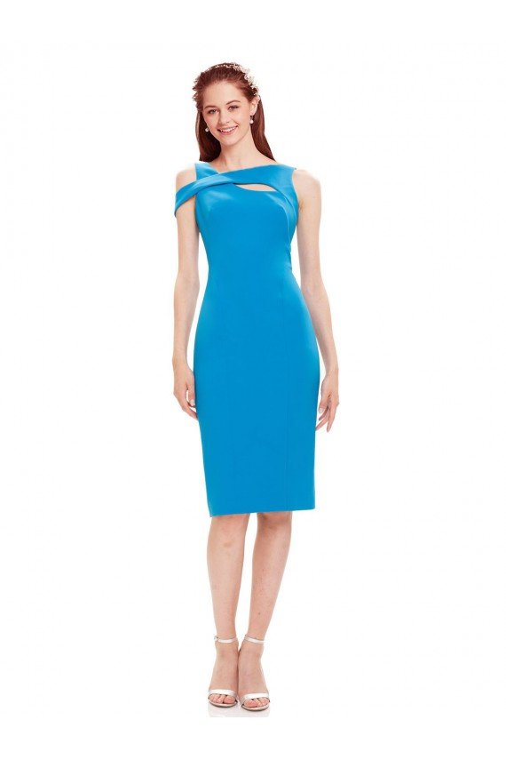 Sleeveless Crepe Cocktail Formal Dress with Keyhole Off The Shoulder Detailing