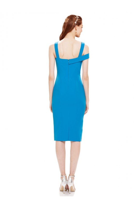 Sleeveless Crepe Cocktail Formal Dress with Keyhole Off The Shoulder Detailing