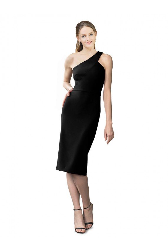 One Shoulder Short Crepe Cocktail Formal Dress