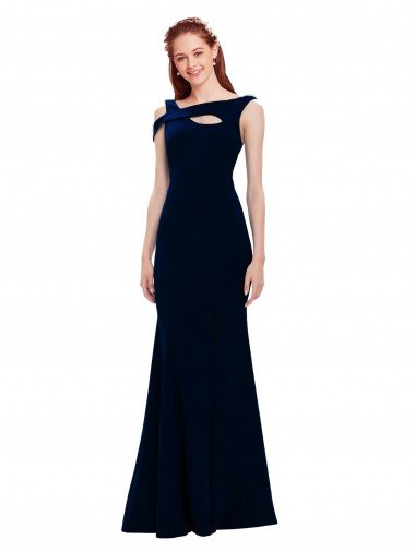 Shop Sleeveless Crepe Mermaid Formal Dress with Side Slit