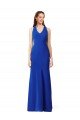 Halter V-Neck Long A-Line Crepe Formal Dress