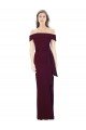 Off the Shoulder Long Crepe Formal Dress with Waist Tie