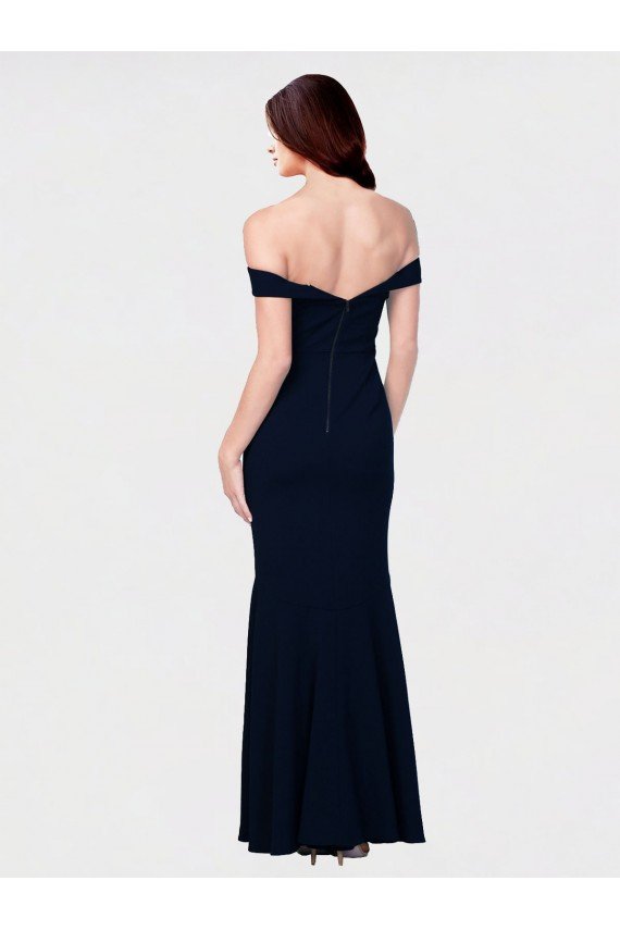 Mermaid Off the Shoulder Long Crepe Formal Dress with Low Back