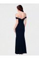 Mermaid Off the Shoulder Long Crepe Formal Dress with Low Back