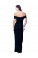 Off the Shoulder Long Full Length Crepe Formal Dress with Side Split
