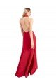 Sleek Fit and Flare High Neck Halter Stretch Crepe Formal Dress with Open Back