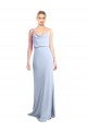 Feminine Cowl Neck Slim Floor Length Stretch Crepe Formal Dress