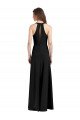 Sleek Halter V-Neck Long A-Line Stretch Crepe Formal Dress with Front Slit