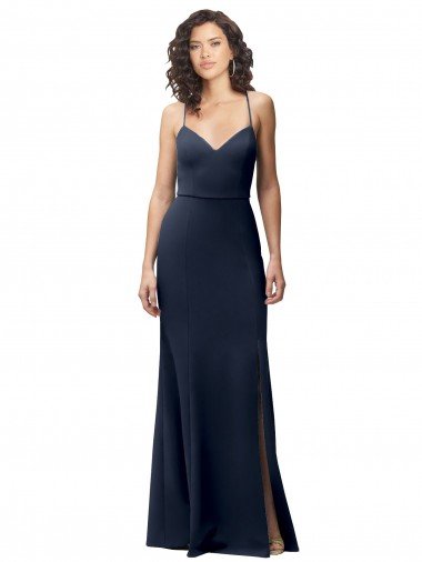 Shop Sweetheart Fit and Flare Stretch Crepe Formal Dress with Side Slit and Strappy Back