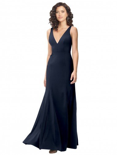 Shop Classic V-Neck Long Stretch Crepe Formal Dress with V-Back