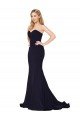 Sweetheart High Neck Sweep Train Sleeveless Crepe Formal Dress