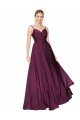 High Neck Spaghetti Straps Long V-Back Crepe Formal Dress