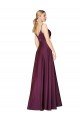 High Neck Spaghetti Straps Long V-Back Crepe Formal Dress