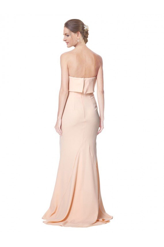 High Neck Strapless Long Crepe Maxi Formal Dress with Overlay