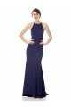High Neck Fishtail Crepe Formal Dress with Open Back Detail