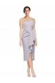 Short Strapless Crepe Cocktail Formal Dress with Ruffles
