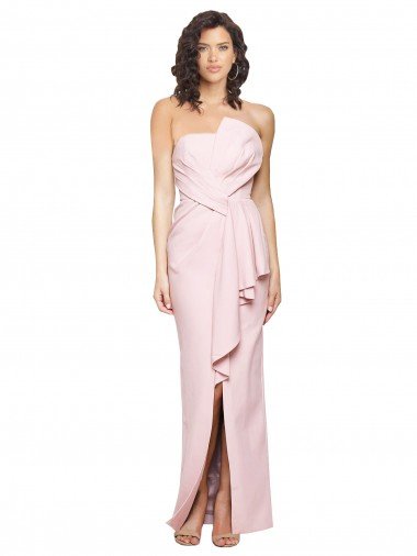 Shop Strapless Long Full Length Ruffles Low Back Crepe Formal Dress