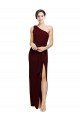 One Shoulder Sheath Crepe Formal Dress with High Side Split