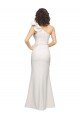 One Shoulder Long Full Length Crepe Formal Dress with Ruffles and Side Split