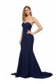 Fit and Flare Sweetheart Long Crepe Formal Dress with Sweep Train