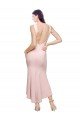 High Neck Low V-Back Midi Length Crepe Cocktail Formal Dress