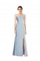 Asymmetrical Off the Shoulder Cuff Trumpet Crepe Formal Dress With Front Slit