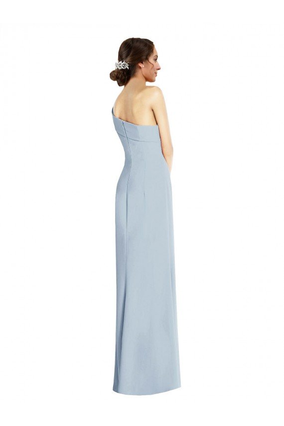 Asymmetrical Off the Shoulder Cuff Trumpet Crepe Formal Dress With Front Slit