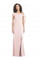 Off the Shoulder Tie Detail Trumpet Crepe Formal Dress with Front Slit