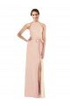 Halter Criss Cross Cutout Back Maxi Crepe Formal Dress