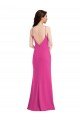 Open Back High Neck Halter Trumpet Crepe Formal Dress